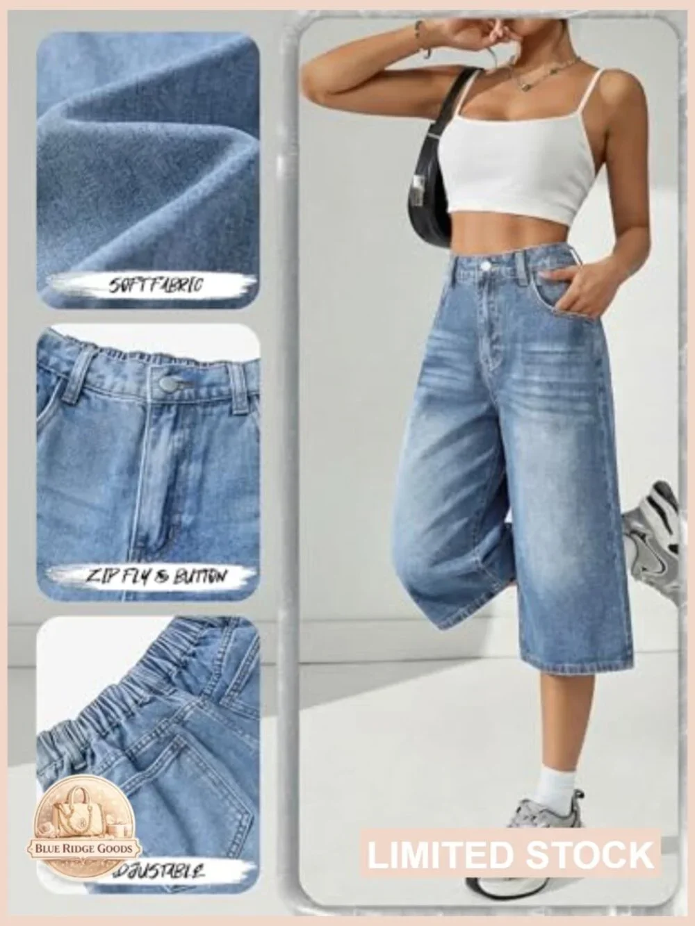 Baggy Y2K High Waisted Bermuda Denim Shorts Casual Summer Jorts